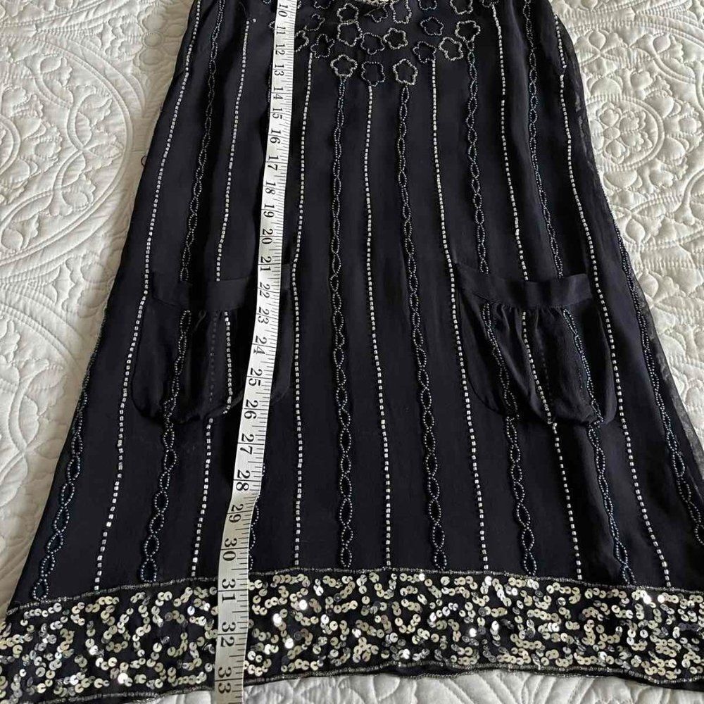 NWT Black with Silver Sequins Beaded 100 Silk Sleeveless Dress size 2 - Picture 15 of 16